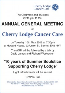 CL Annual General Meeting and talk @ The Cherry Lodge Centre | Barnet | United Kingdom