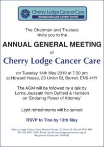 Cherry Lodge AGM and annual talk @ Cherry Lodge Cancer Care centre | England | United Kingdom