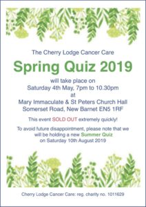Spring Quiz 2019 (SOLD OUT) @ Mary Immaculate & St Peters Church Hall | New Barnet | England | United Kingdom