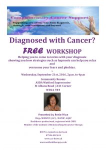 Coping with a Diagnosis of Cancer – Free Workshop @ ASDA Community Rooms | Watford | England | United Kingdom