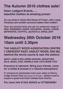 Dawn Ledgard Autumn 2016 Clothes Sale @ Hadley Wood Association Centre | Barnet | England | United Kingdom