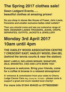 Dawn Ledgard Spring 2017 Clothes Sale @ Hadley Wood Association Centre | England | United Kingdom