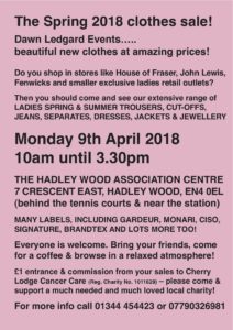 Dawn Ledgard Spring 2018 Clothes Sale @ Hadley Wood Association Centre | England | United Kingdom