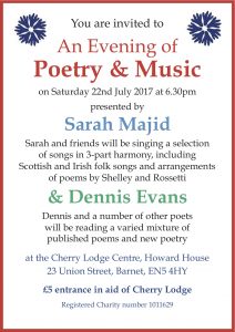 An Evening of Poetry and Music @ Cherry Lodge Centre | England | United Kingdom